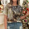 Ladies' Fashion Leopard Print Zebra Print Short Sleeved T-shirt Wild Style Top - New Summer Collection