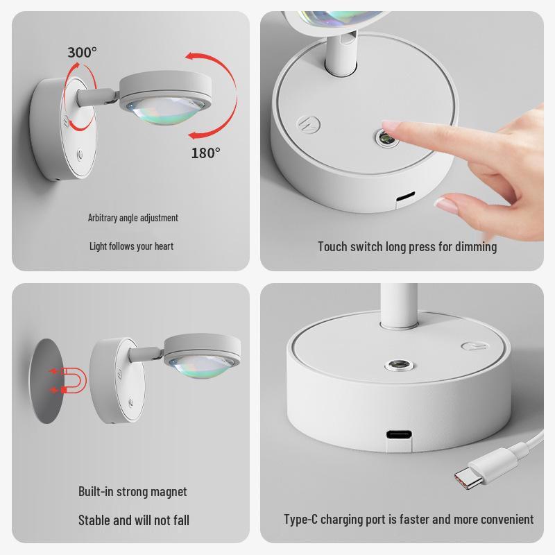 Wireless Rechargeable Wall Spotlight with Remote Control - Sunset Ambiance Lighting, Long Battery Life, No Wiring Needed