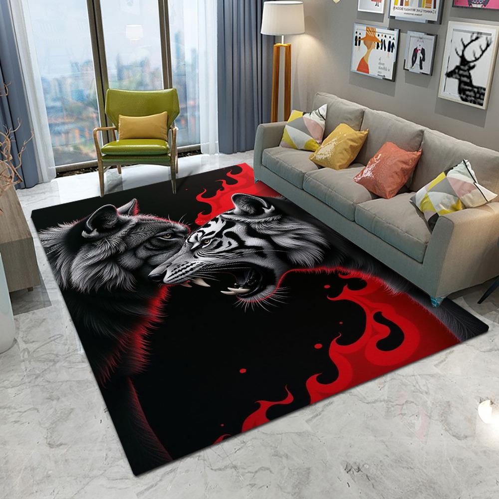 Χαλί Φλόγα Άγρια Τίγρη Ευρωπαϊκού Στυλ Σαλόνι Καναπές Υπνοδωμάτιο Γραφείο Κουζίνα Χαλάκι Πόρτας Εισόδου Αντιολισθητικό Διακοσμητικό Σπιτιού Χαλί