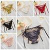 Crystal Bow Rhinestone Satin Panties Ice Silk Lace Briefs for Women Sweet Lace Tie Panties  Girl