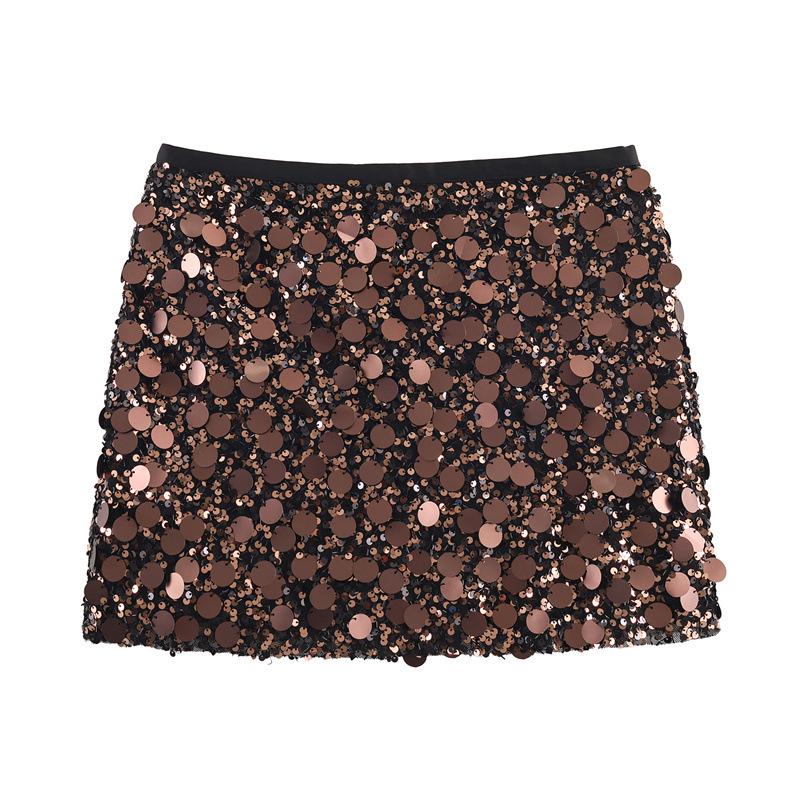 2026 Winter Women s European & American Style Sequin Miniskirt: Sexy Hip-Hugging Short Skirt XS