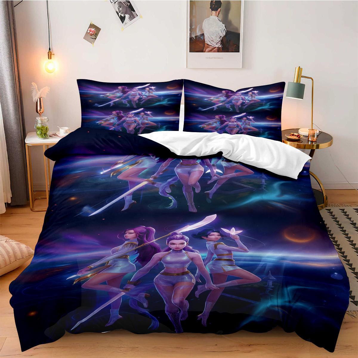 

K-Pop Demon Hunter Beddding Set for Fans Kids Machine Washable Durable King Queen Twin Size for K-pop Girls Home Bedroom Decor US Twin(172x218cm)