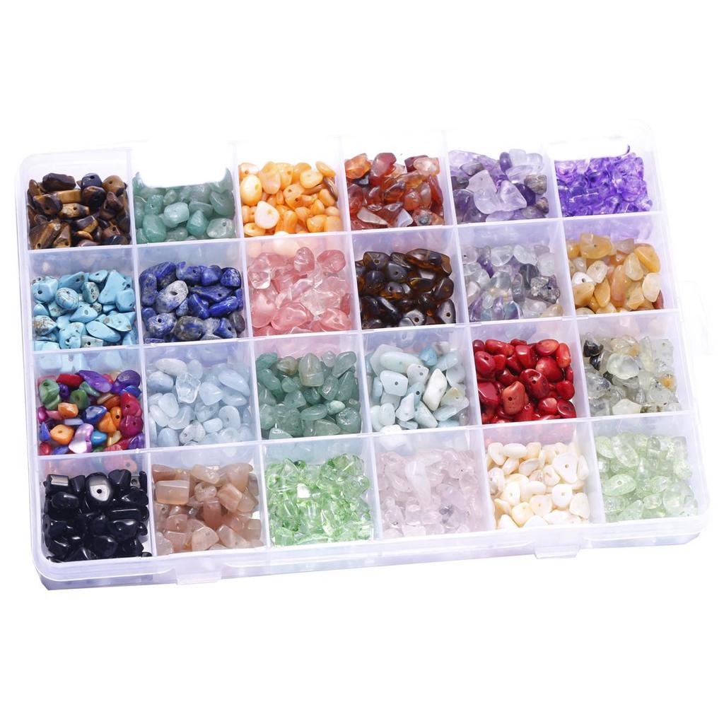 24-Compartment Natural Stone Bead Jewelry DIY Kit