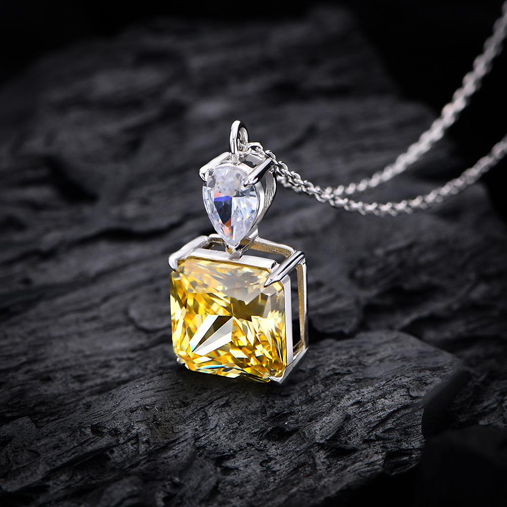 8ct High Carbon Diamond Necklace for Women 10 *10 Ice Cut Padma Imitation Ruby S925 Silver Pendant