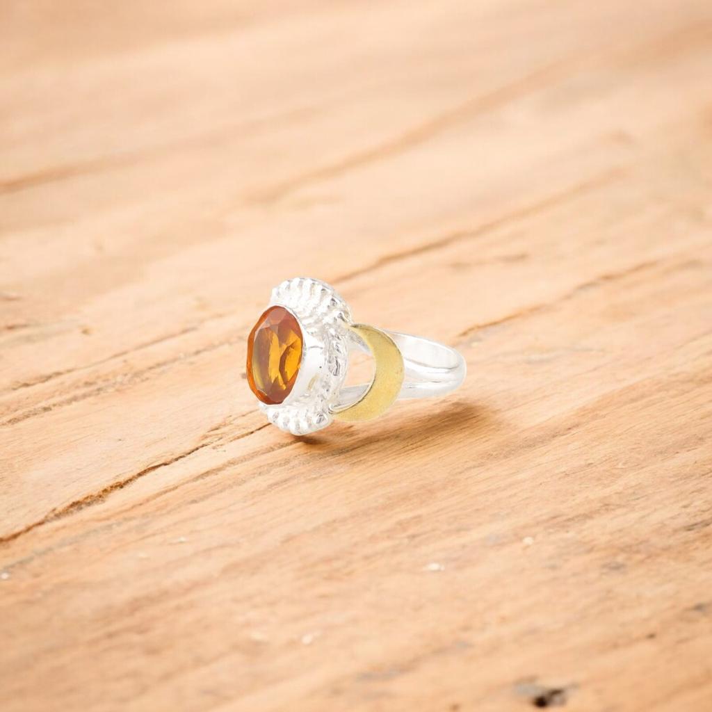 Natural Citrine Gemstone 925 Sterling Silver Jewelry Handmade Ring Wedding Gift RR-61-13