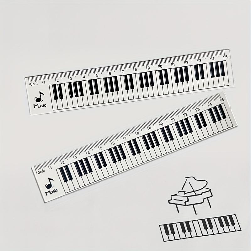 1 Stück Klaviertastatur-Lineal mit Noten - Transparent - 15cm/6in - Doppelfunktions-Messwerkzeug & Musikpädagogisches Hilfsmittel