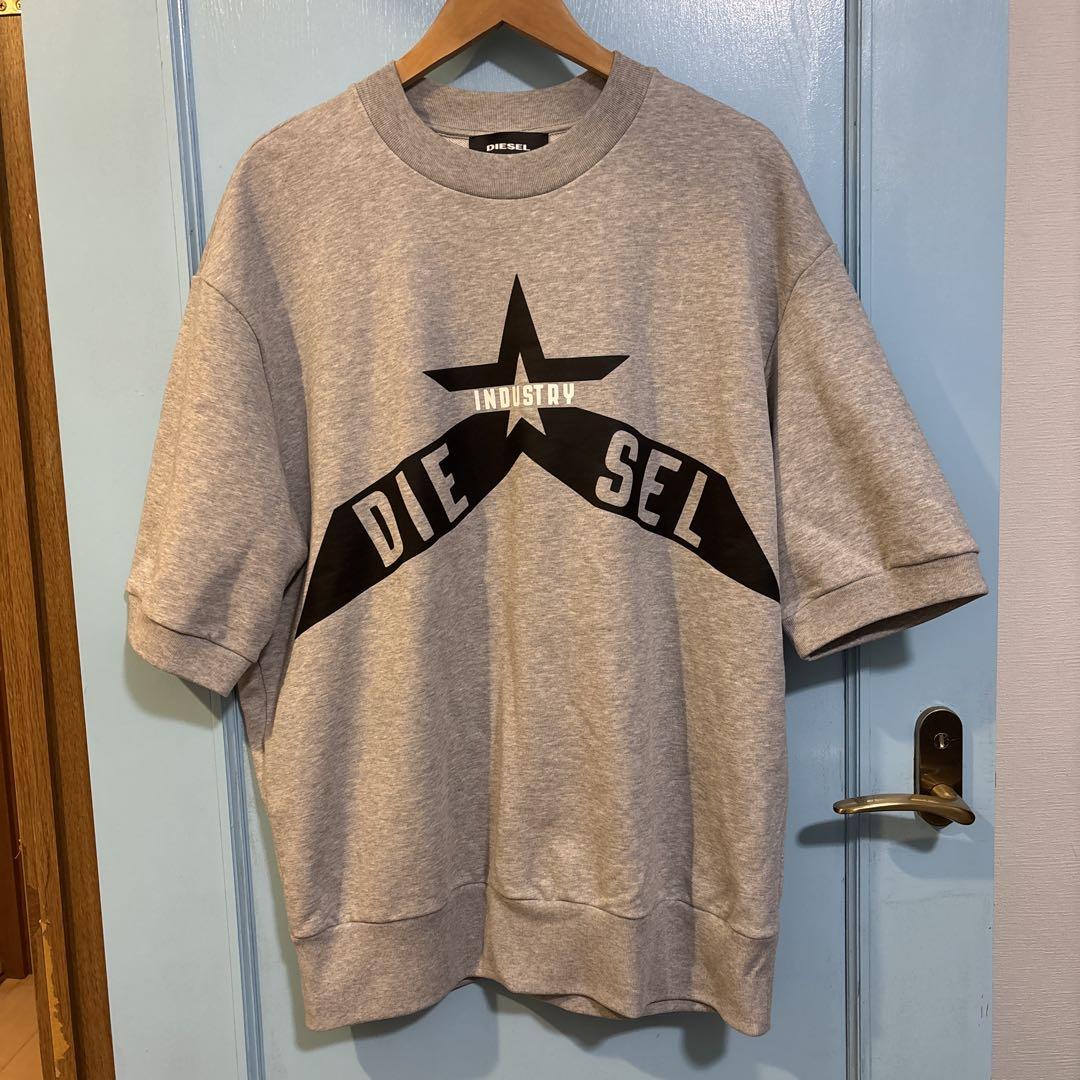 

[Б/У] Футболка бренда DIESEL, серая, размер L, толстовка с коротким рукавом