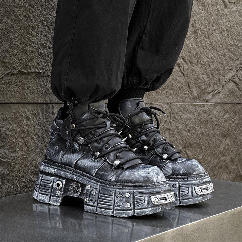 New sub-race bogo heavy metal dark rock locomotive old spike heightened platform boots 561202-J