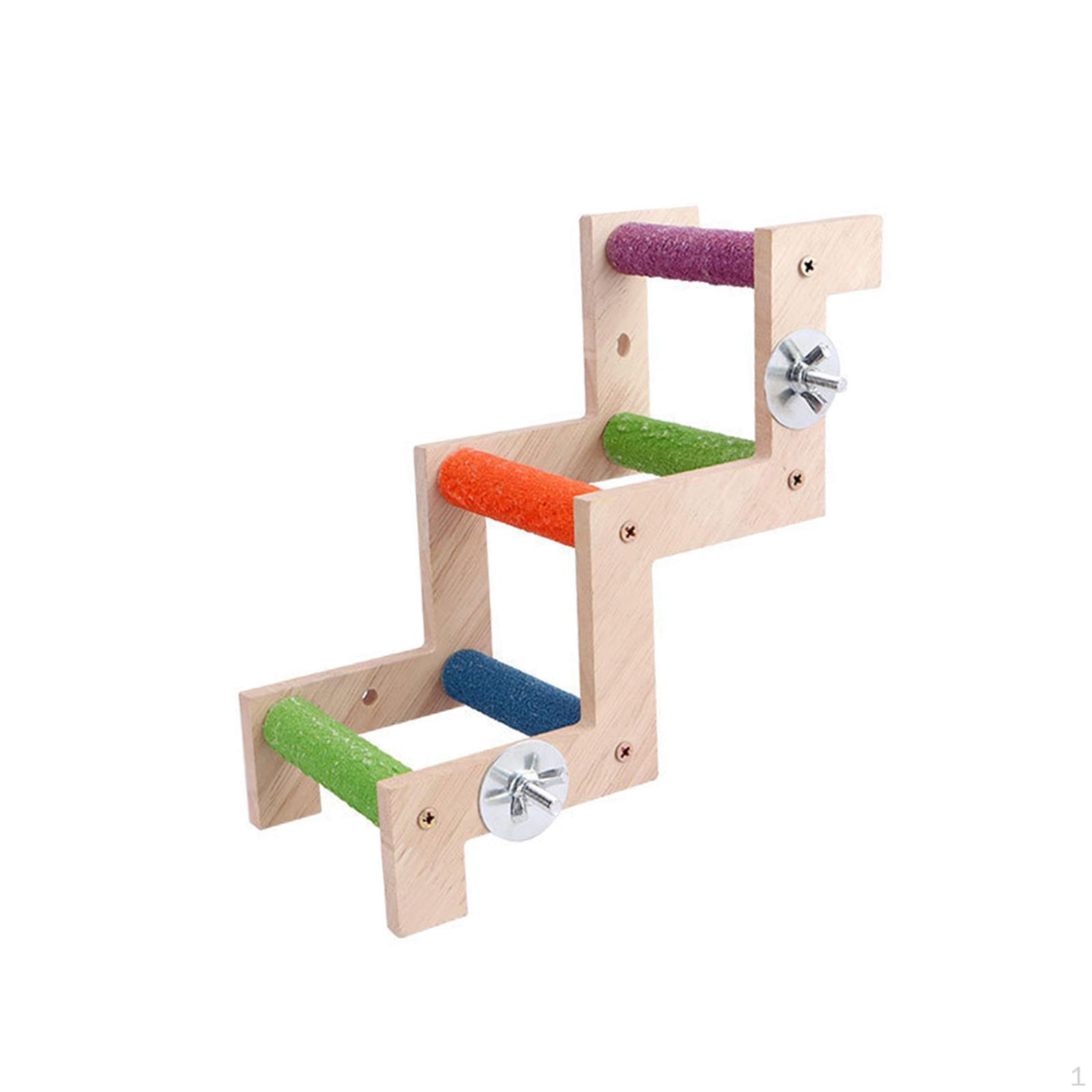 

Bird Cage Ladder Perch Chewing Toys Wooden Stand Perches for Style A