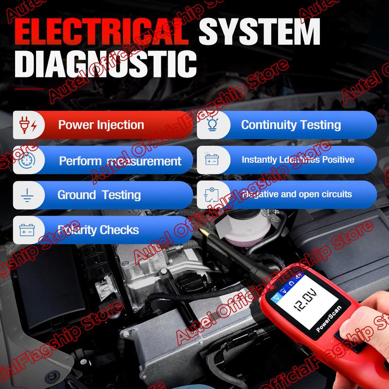 Newest Autel PowerScan PS100 Electrical System Diagnosis Tool Circuit AVOmeter Tester With Flashlight Four Work Modes