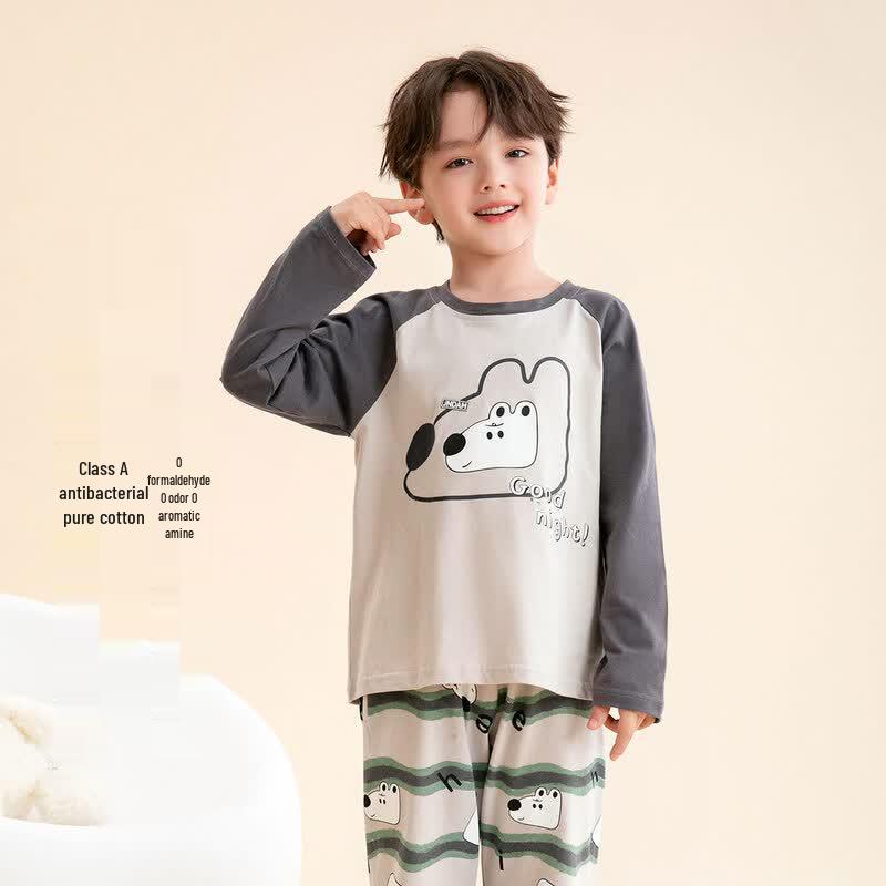 Fenteng Boys 100% Cotton Antibacterial Pajama Lounge Set 130 (120-130cm)