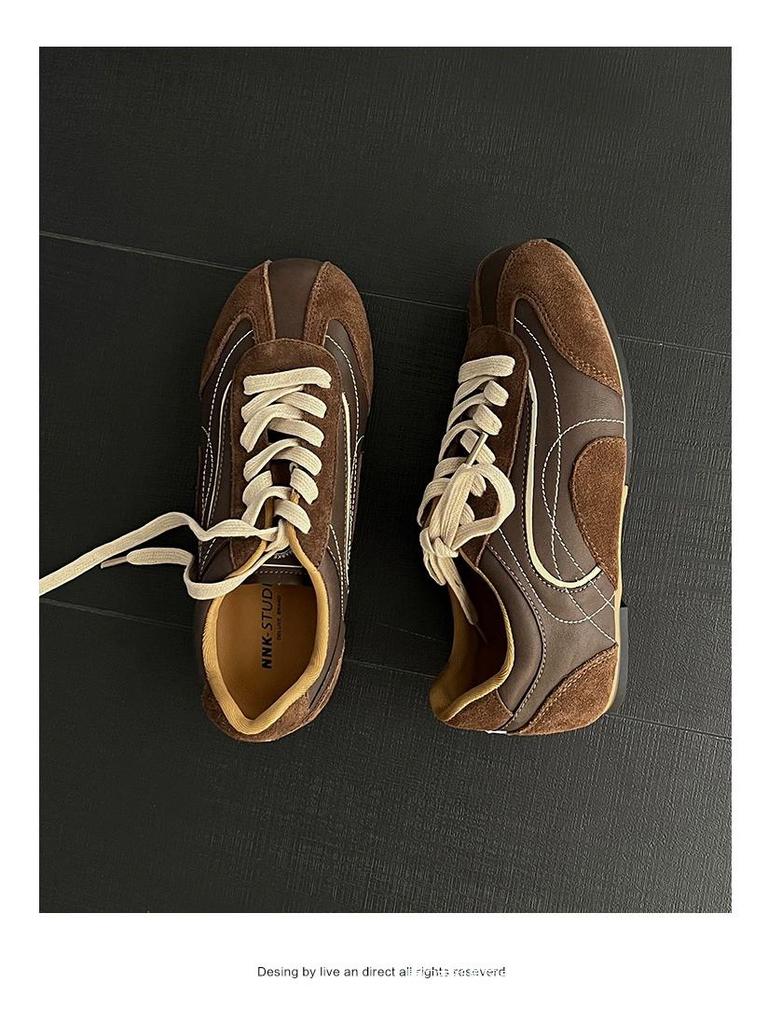 Women's Retro Brown Soft Sole Shoes - Lightweight German-Style Sneakers with Thin Sole
