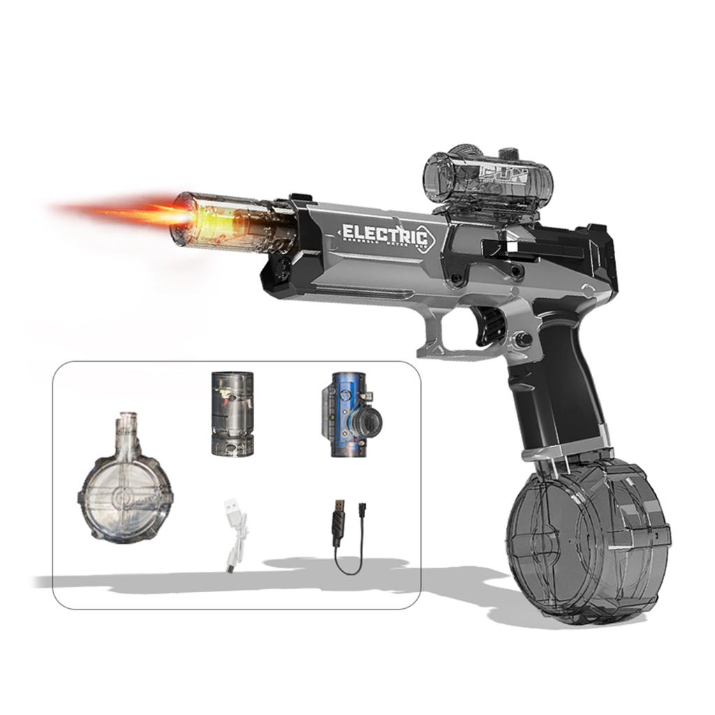 USB Chargeable Electric Water Gun With Realistic Flame Effect High Capacity Squirting Toy For Outdoor Beach And Pool Fun