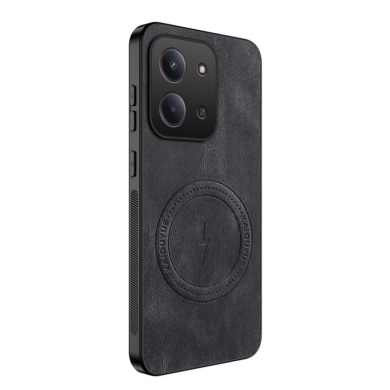 Redmi 15C Leather Texture Lens Protection Magsafe Case