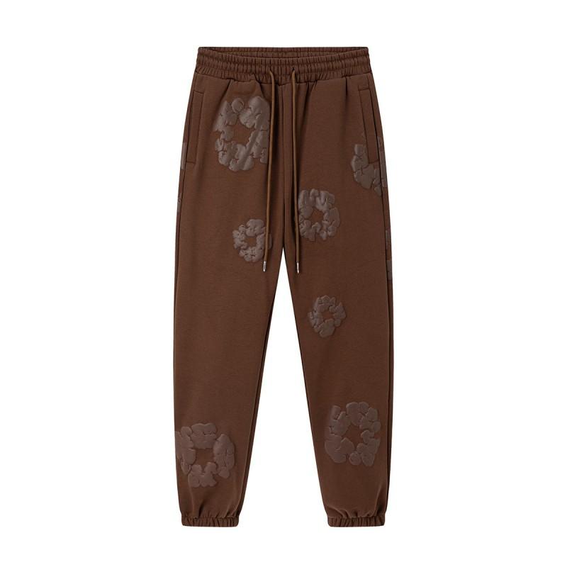 Completo Felpa con Cappuccio e Jogger Unisex Oversize con Stampa Floreale Fodera Calda in Pile Streetwear Invernale