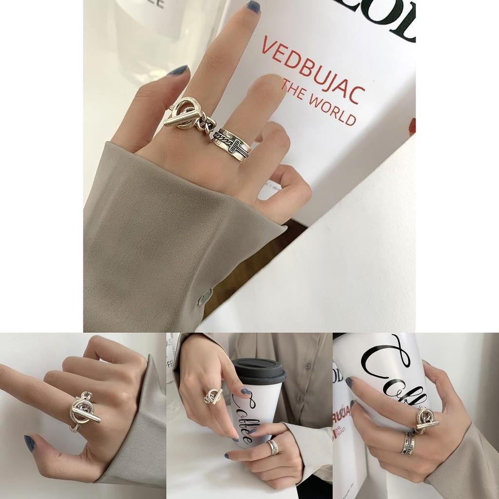 Vintage European American Twisted Braided Ot Buckle Ring For Women In 925 Silver