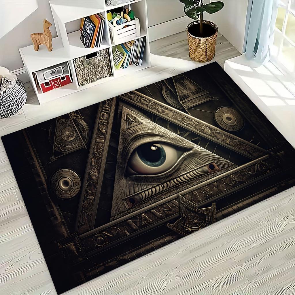 Krásné Vševidoucí oko zednářství Zlé oči Koberec do ložnice obývacího pokoje k pohovce Domácí rohožka Dekor, Dětská hrací protiskluzová podložka na podlahu