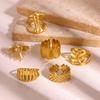 Broad Surface Rings For Women Open Gold Color Stainless Steel Ring New Geometric Butterfly Sun Anillos Party Best Jewelry Gift