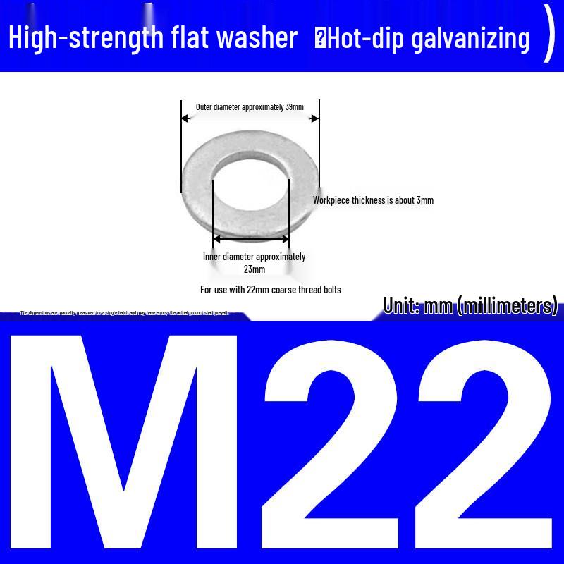 Thickened Hot-Dip Galvanized Washer & Nut Set with Spring Washers, M6-M42