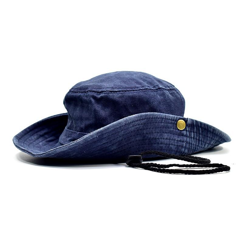 

Vintage Wide Brim Bucket Hats Spring Summer Washed Cotton Panama Men Women Outdoor Beach Sun Protection Hunting Fisherman Cap синий