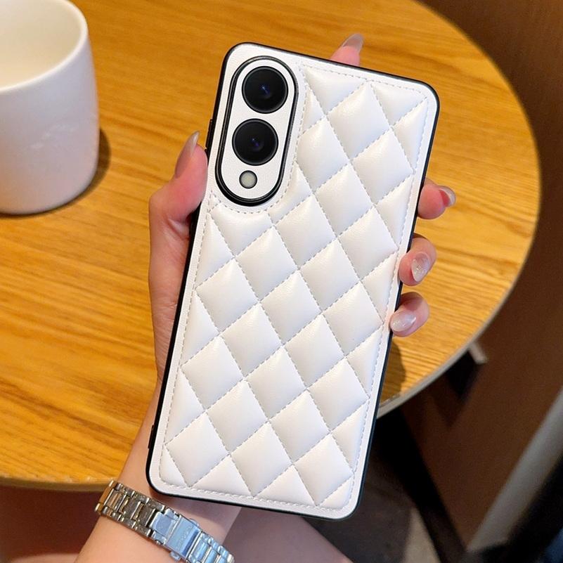 

Three-dimensional Puff Check Small Fragrance Style Leather Case For Samsung S25 Edge S25 Ultra Galaxy S24 + Cover Galaxy S25+