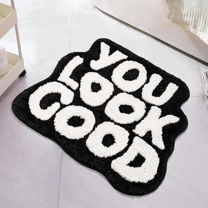 Plush Rug Home Use You Look Good Bath Mat Funny Cute English Bathroom Decor Non Slip Microfiber Carpet Water Absorbing Doormat