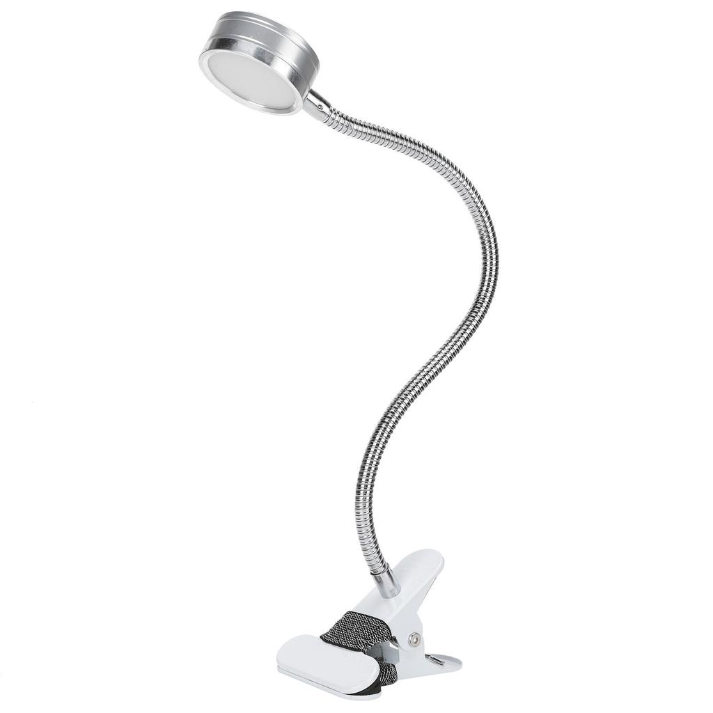 Clamp Light USB Warm Cold Color Temperature 360 Degrees Adjustable Gooseneck Light (Silver)