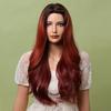 Ombre Black Red Long Wavy Heat Resistant Synthetic Hair Wigs for Women
