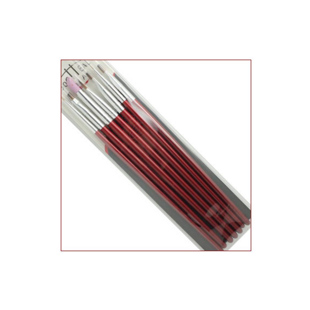 7Pcs Nail Brush Set Pink Handle Liner UV Gel Acrylic Painting Cuticle Remove Nail Painting Tool