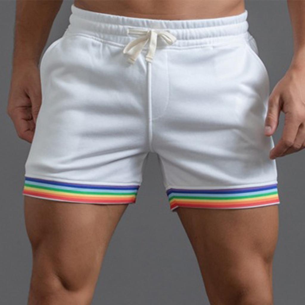 Stylish Men's Swim Shorts with Rainbow Hem, Quick-Dry Fabric, for Beach, Pool, Gym Model LZF250300, Sizes S-XXL