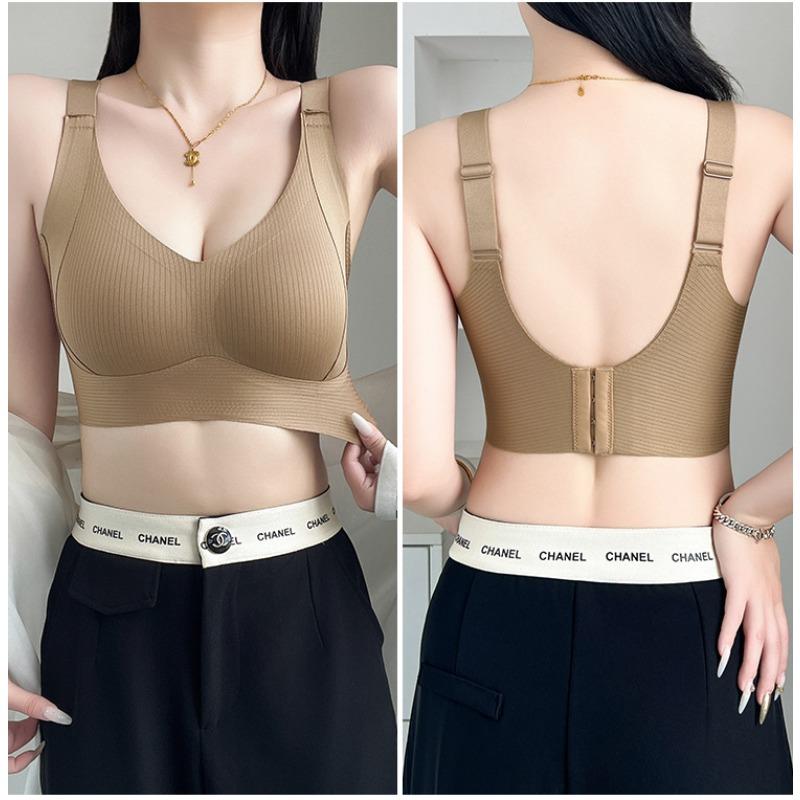 Plus Size Beauty Back Lift Up Bra, Seamless Wireless Push Up Side Support Hook Closure Bra