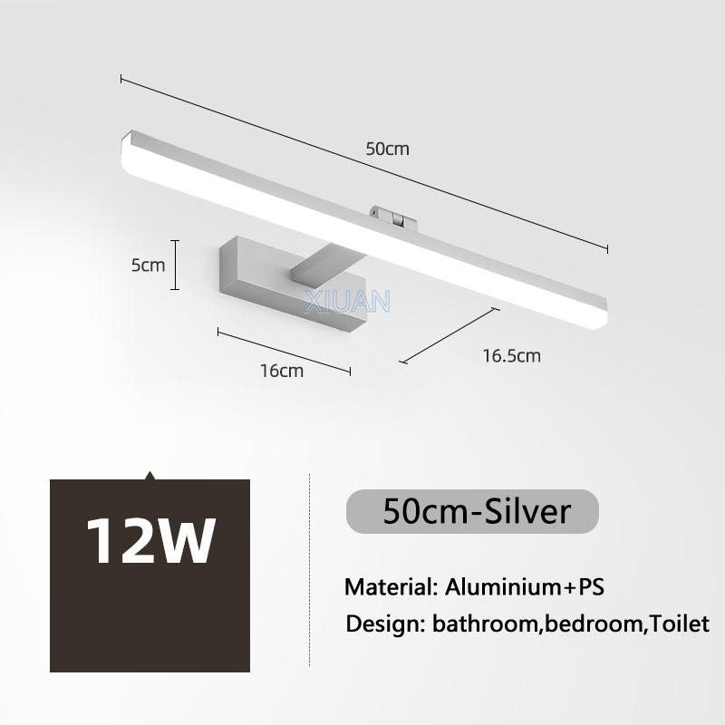 Modern Mirror Vanity Lamp Bathroom Wall Light 40cm/50cm/60cm/70cm/80cm/90cm LED Cloakroom Mirror Lights Gold Silver Black 220V