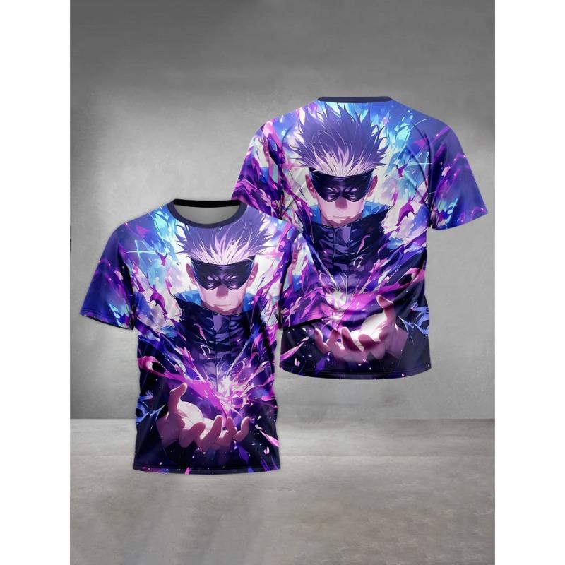 Summer Round Neck 3D Jujutsu Kaisen Satoru Gojo Printed Top Fashionable Casual Short Sleeved Children's Boy T-shirts