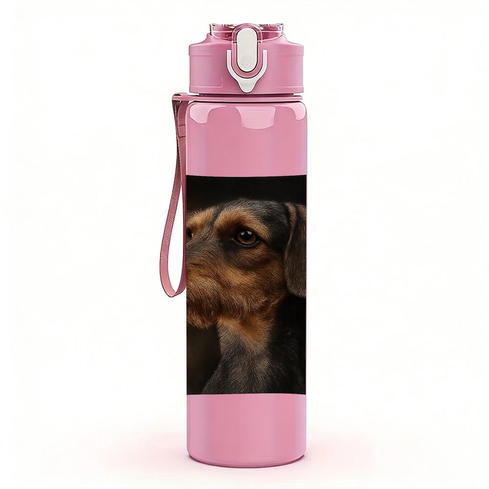 1PC Dog Lying On Dark Pillow 750ml Color Plastic Sports Water Bottle Leakproof Flip Straw Lid Suitable for Sports Office Home Use