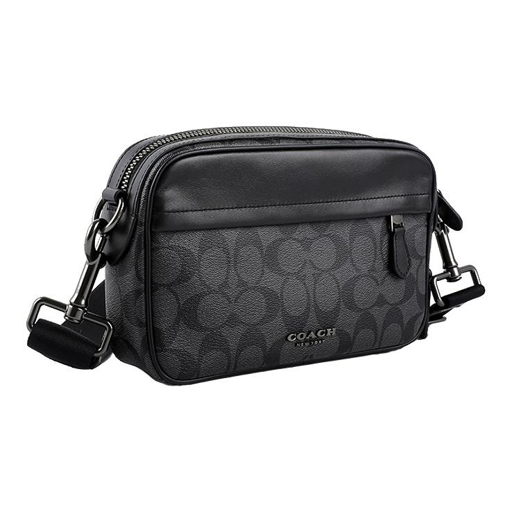 Coach Graham 24 Monogram Canvas And Leather Camera Bag Men Shoulder Bag Charcoal 4189-QBAF4