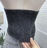 Women's Halter V-Neck Denim Vest: Body-Hugging, Elastic Back, Short, Sleeveless Top. Style 830.