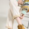 Haren Fleece Jeans for Women Autumn and Winter High Waist Loose Tight Waist Carrot Dad Pants for Women