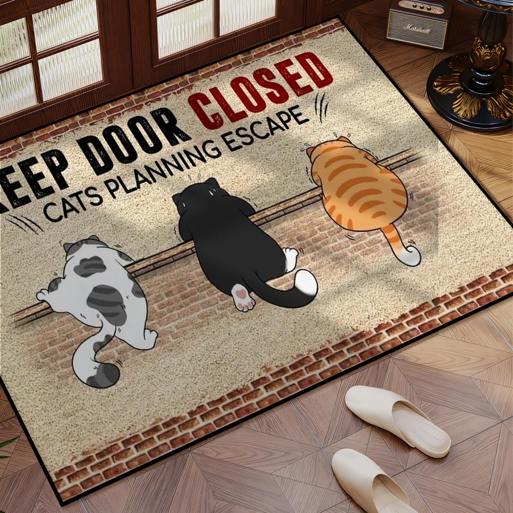 1Pcs Anti Fatigue Kitchen Rugs Cute Cat Print Waterproof Non-Slip Thick Cushioned Kitchen Mat Heavy Duty Comfort Standing Mat for Kitchen