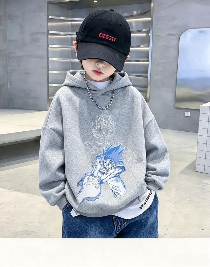 Japanese style Kids Hoodie Autumn Winter Dragon Ball Vegeta Character Print Pullover Sweatshirt Casual Long Sleeve Hooded Tops