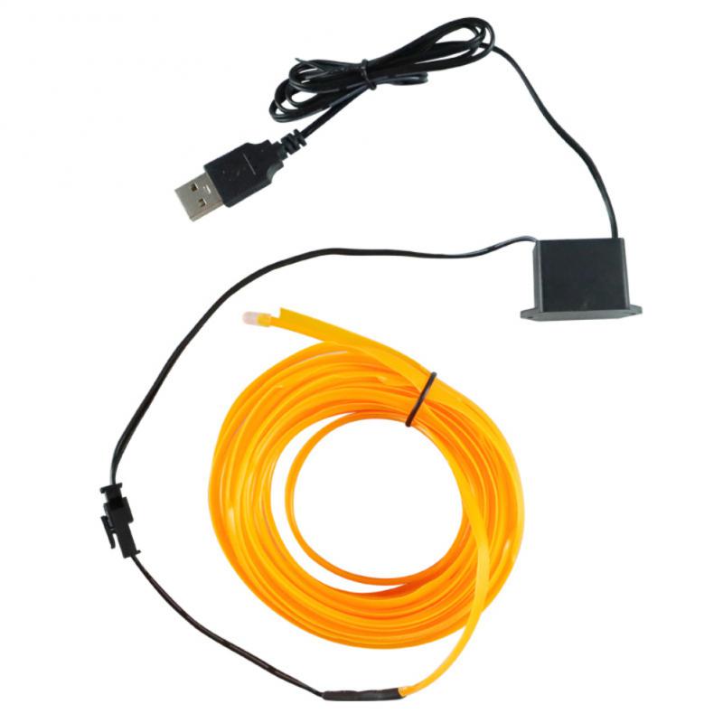 5M/3M/1M Car LED Atmosphere Light DIY Flexible Glow EL Wire Neon Cable Wire USB Lamp 2.3MM LED Strip Car Interior Lights