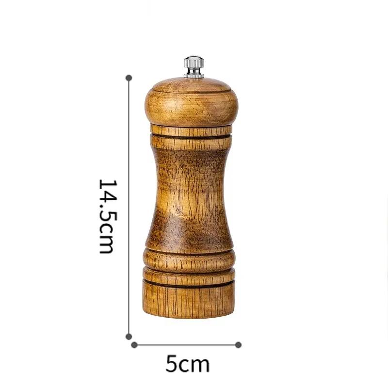 5/8/10 Inch Wooden Pepper Grinder Salt and Pepper Mill Spice Grain Grinder With Adjustable Ceramic Grinding Core Manual Grinder