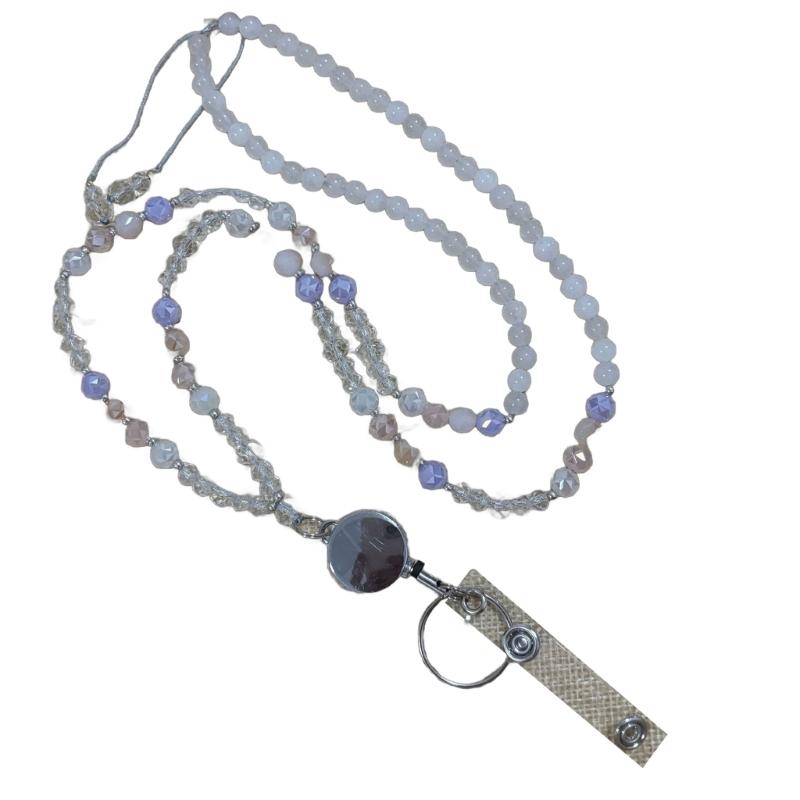 Retractable Lanyard Necklace Natural Stone lBeads Lanyard Keychain Lanyard Eyeglass Holder Lanyard