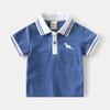 Children's Short-Sleeved T-Shirt with Color Matching, Summer Kidsren's Clothing, Boys' Polo Shirt Top, Baby Boy's Lapel Embroidered Casual Clothes