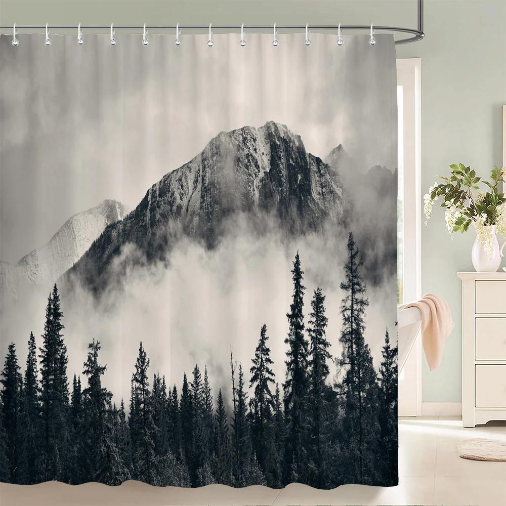 

Сучасний 3D-друк Лісова завіса для душу Зелена рослина Дерево Пейзаж Завіса для ванни з гачками для водонепроникної декорації для ванної кімнати W90xH180cm