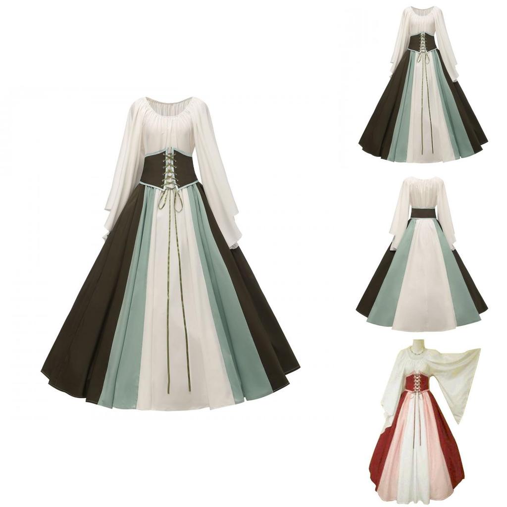 Renaissance Medieval Women's Long Dress Halloween Costume Stage Performance Retro Clothing