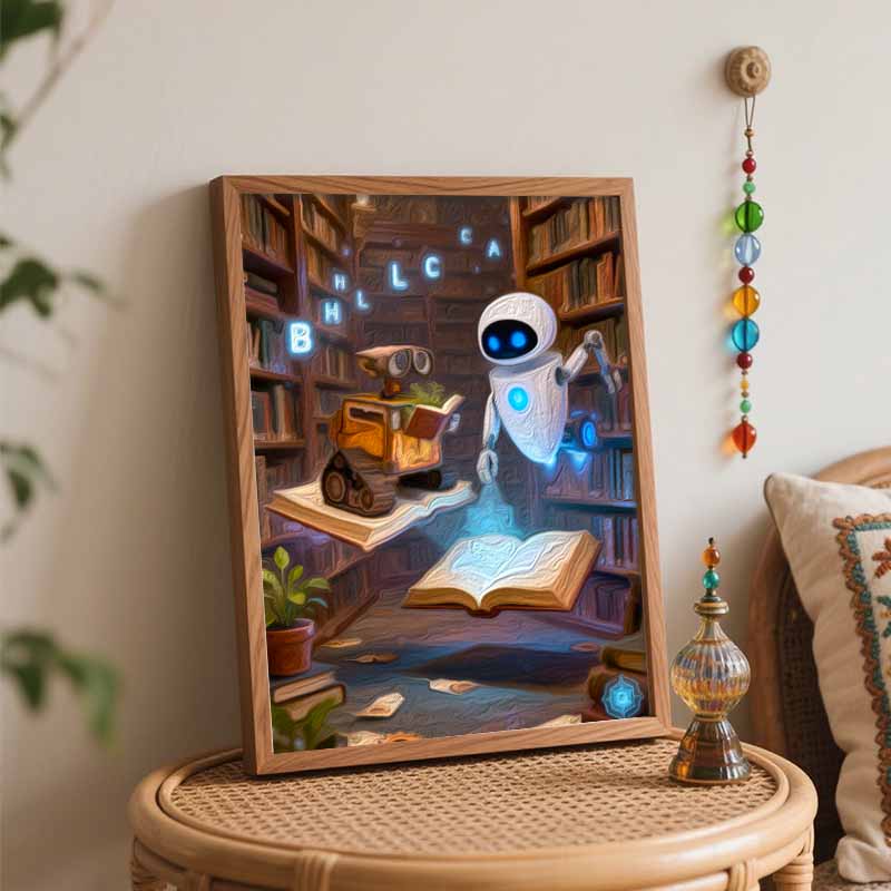 Disney Robot Library Magic Book Oil Paint Digital Painting Art Kit FillIn Painting Home Decor