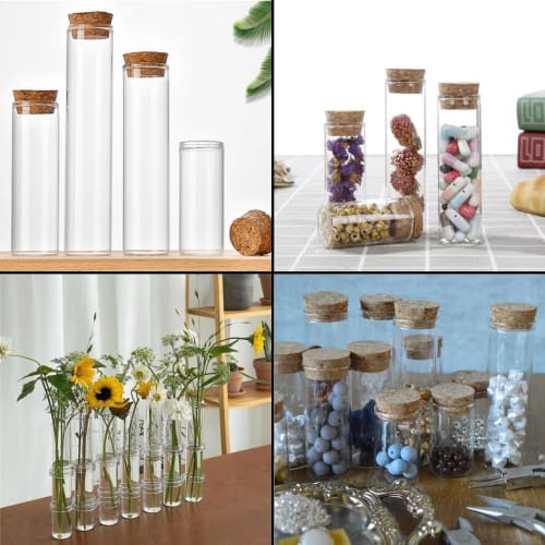 Charmoon Clear Glass Bottles with Cork Stoppers, Airtight for Storage, Set of 24 (40ml)