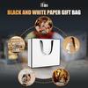 10 unidades Bolsas de Regalo Blancas y Negras, 35x25x11cm Bolsas de Regalo Grandes con Asas, Bolsas de Papel Kraft para Compras Envoltura de Regalo para Boda