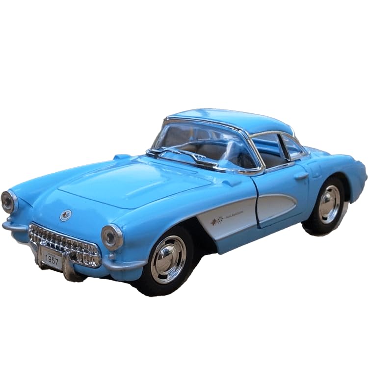 Scale 1957 Chevrolet Corvette Diecast Model Light KINSMAT 1/34 Car, Blue,