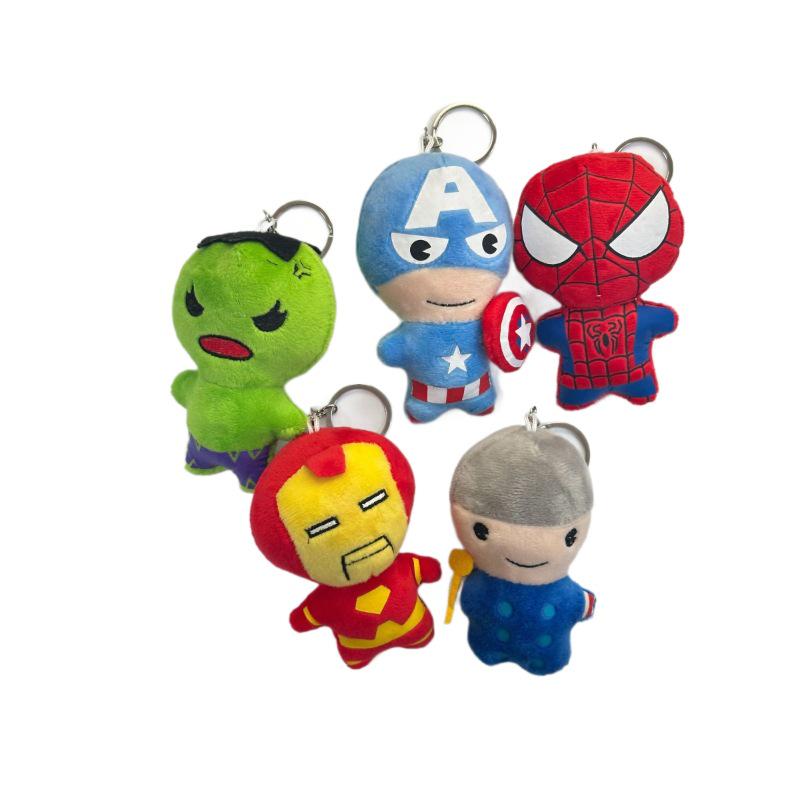 Cartoon Q Avengers Plüsch Schlüsselanhänger: Captain America, Spider-Man, Iron Man